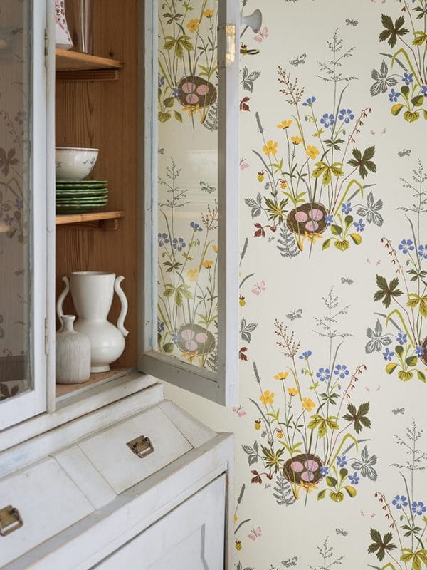 Papel pintado estampado floral multicolor Lisbet Jobs Fågelbo 1961 - Imagen 5