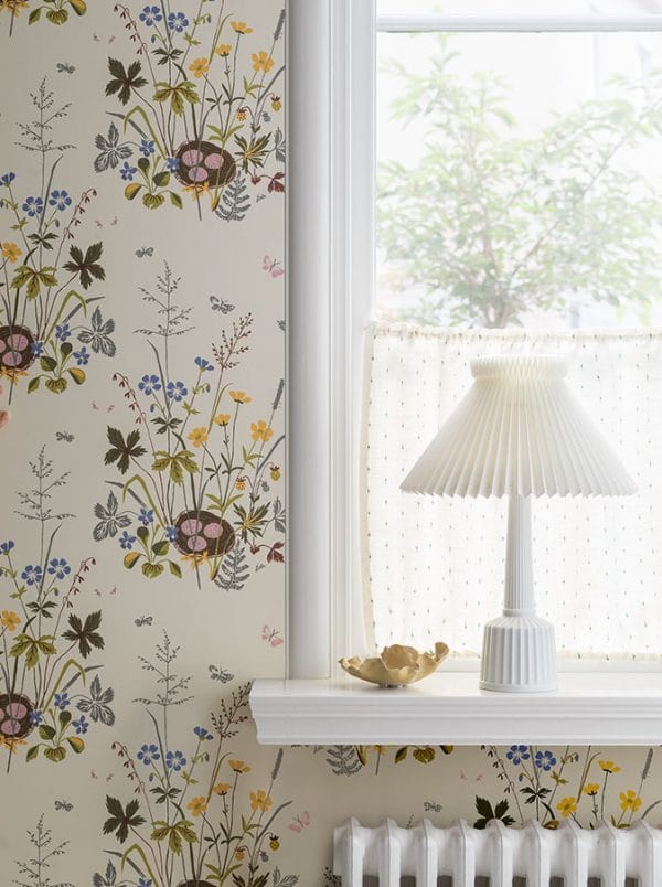 Papel pintado estampado floral multicolor Lisbet Jobs Fågelbo 1961 - Imagen 6