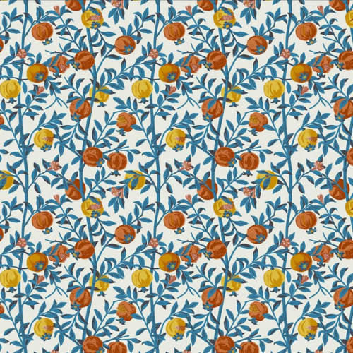 Papel pintado de frutas multicolor de ramas azules Gocken Jobs Granatäpple 1960