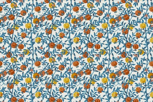 Papel pintado de frutas multicolor de ramas azules Gocken Jobs Granatäpple 1960