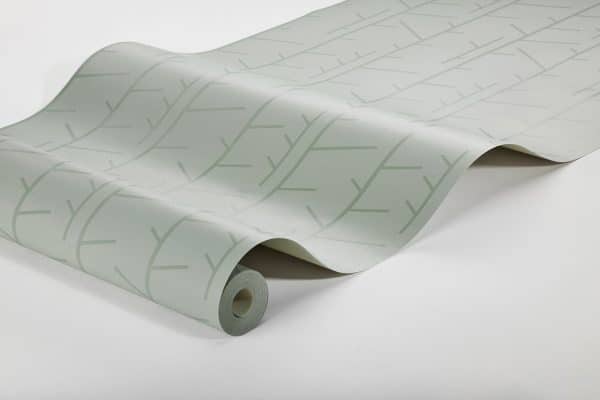 Papel pintado de estilo rameado color verde sobre fondo verde Arne Jacobsen Tassel 1987 - Imagen 3