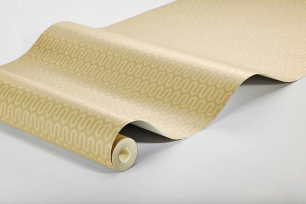 Papel pintado geométrico color amarillo Arne Jacobsen Ypsilon 1988 - Imagen 3