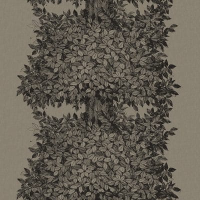 Mural de papel pintado árbol color negro sobre fondo marrón Viola Gråsten Hassel 1951