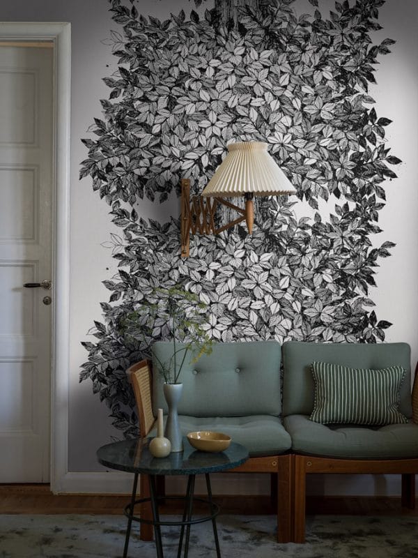 Mural de papel pintado árbol color negro sobre fondo blanco Viola Gråsten Hassel 1950 - Imagen 4