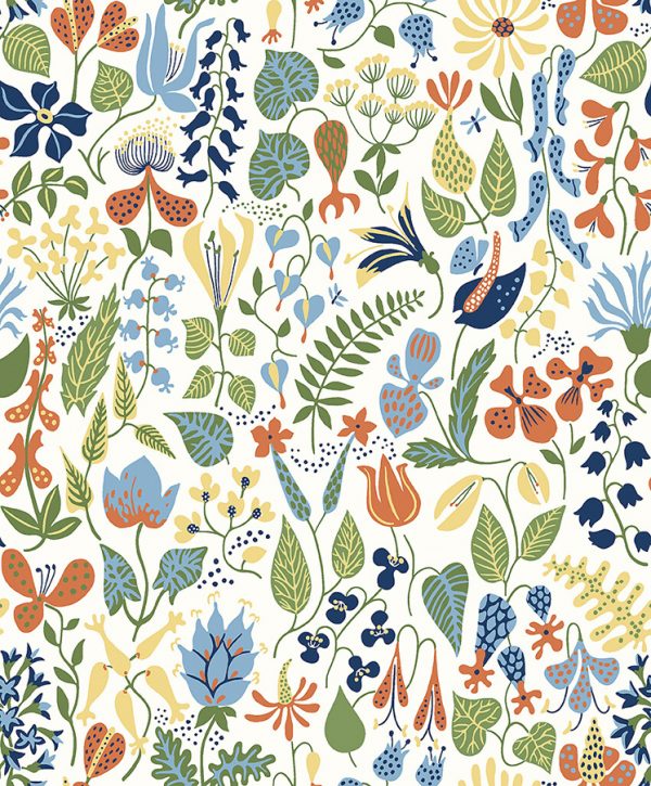 Papel pintado floral estampado color multicolor Stig Lindberg Herbarium 1978