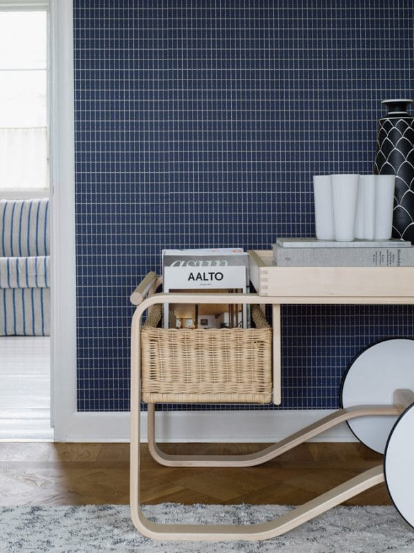 Papel pintado de cuadros azul oscuro Alvar Aalto M.I.T. 1965 - Imagen 5