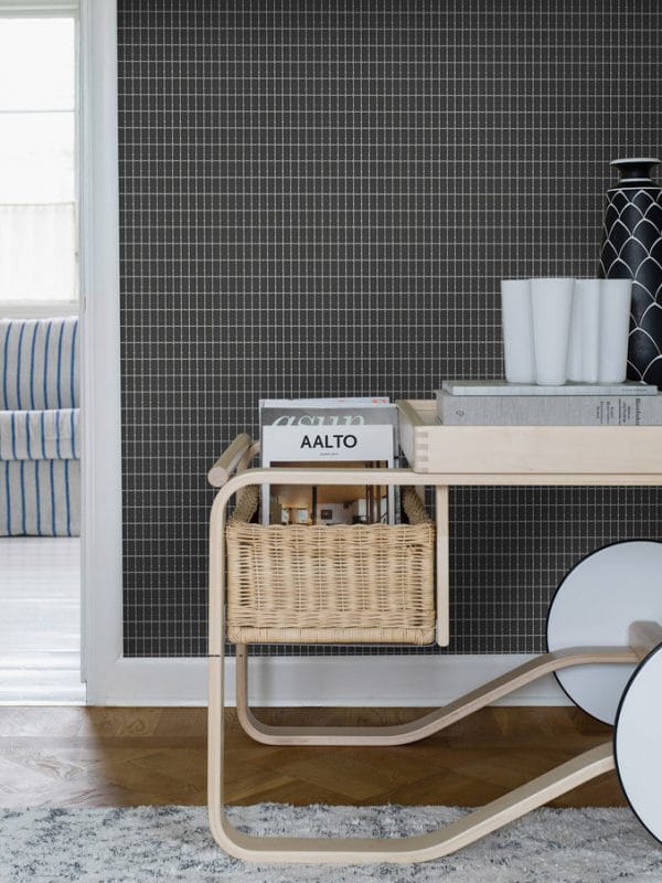 Papel pintado de cuadros negro fondo gris Alvar Aalto M.I.T. 1968 - Imagen 4