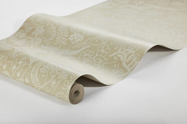 Papel pintado floral estampado color amarillo Stig Lindberg Grazia 1979 - Imagen 3