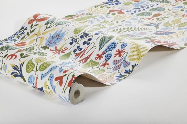 Papel pintado floral estampado color multicolor Stig Lindberg Herbarium 1978 - Imagen 3