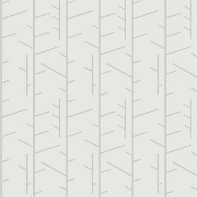 Papel pintado de ramas color gris sobre fondo blanco Arne Jacobsen Tassel 1986