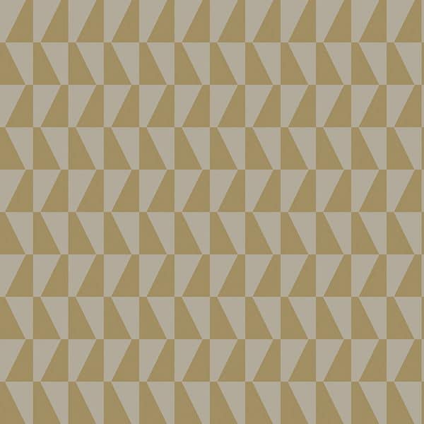 Papel pintado geométrico color beige y dorado brillante Arne Jacobsen Trapez 1992