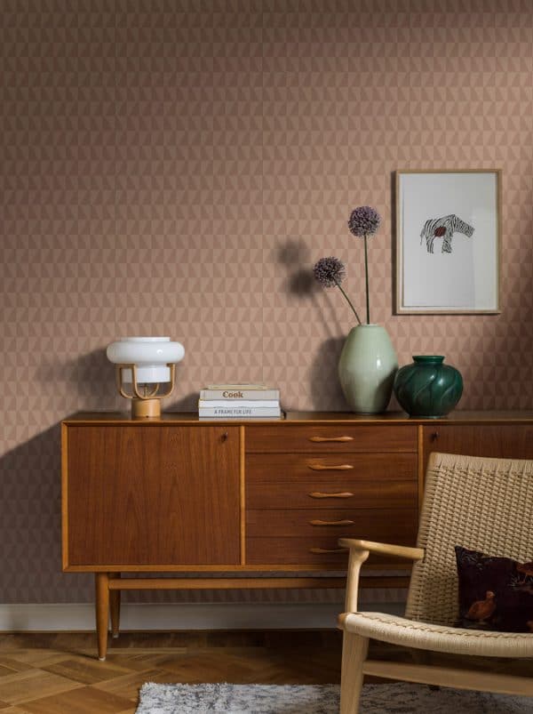 Papel pintado geométrico color rosa Arne Jacobsen Trapez 1994 - Imagen 4