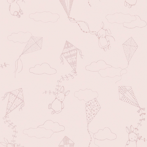 Papel pintado infantil y juvenil motivos infantiles en rosa con fondo rosa Up & Away 7460