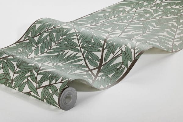 Mural de papel pintado estilo rameado de color verde Viola Gråsten Korgpil 1956 - Imagen 3