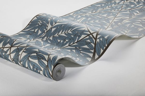 Mural de papel pintado estilo rameado de color azul Viola Gråsten Korgpil 1957 - Imagen 3