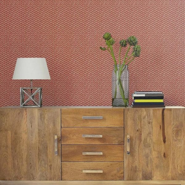 Papel pintado estilo geométrico color rojo Limonaia Wave CY1548 - Imagen 3