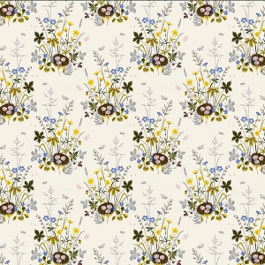Papel pintado estampado floral multicolor Lisbet Jobs Fågelbo 1961