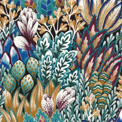 Papel pintado de estilo estampado floral en multicolor Avicennia 75162858