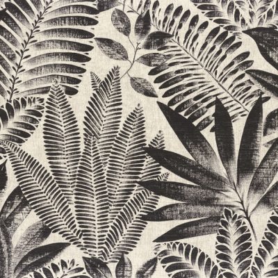 Papel pintado de estilo hojas en negro Aloes 75183886