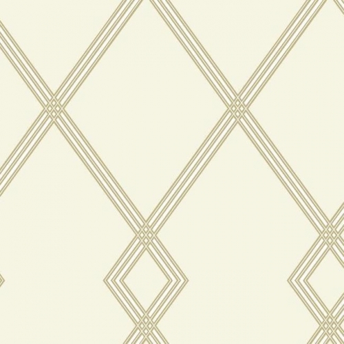 Papel pintado estilo geométrico-trellis rayas en marrón sobre fondo beige Ribbon Stripe Trellis CY1508