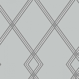 Papel pintado estilo geométrico-trellis rayas en negro sobre fondo gris Ribbon Stripe Trellis CY1511