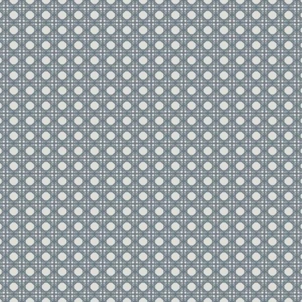 Papel pintado estilo dibujo pequeño color gris azulado Rattan Overlay Lattice CY1524