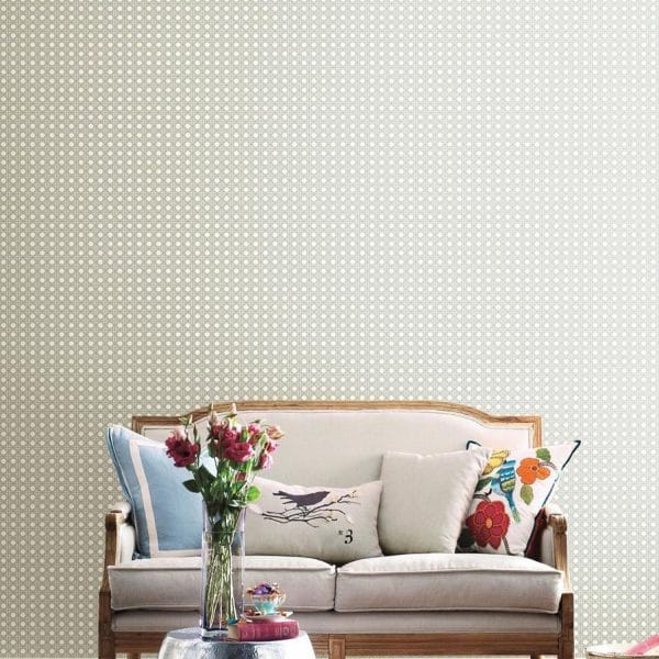 Papel pintado estilo dibujo pequeño color beige Rattan Overlay Lattice CY1525 - Imagen 3