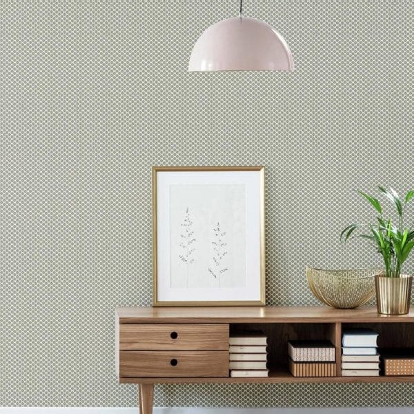 Papel pintado estilo dibujo pequeño en color blanco sobre fondo marrón Solarium Geo CY1533 - Imagen 3