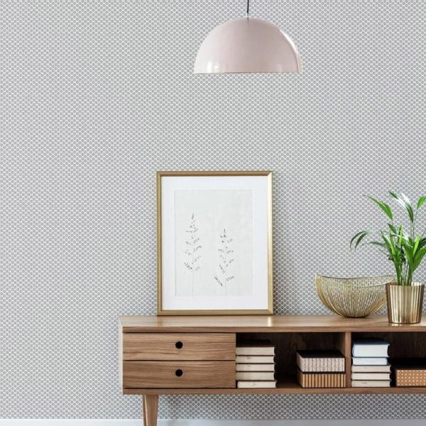 Papel pintado estilo dibujo pequeño en color blanco sobre fondo gris Solarium Geo CY1534 - Imagen 3