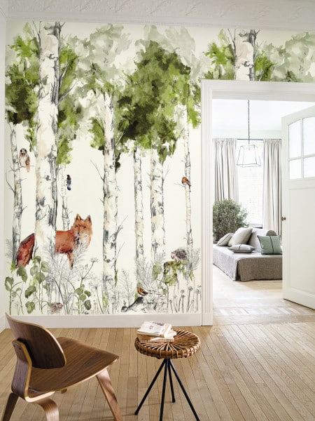 Mural de papel pintado animales del bosque