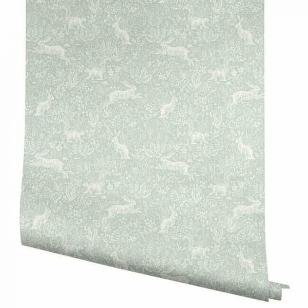 Papel pintado estilo animales en blanco sobre fondo verde claro Fable RI5101 - Imagen 5