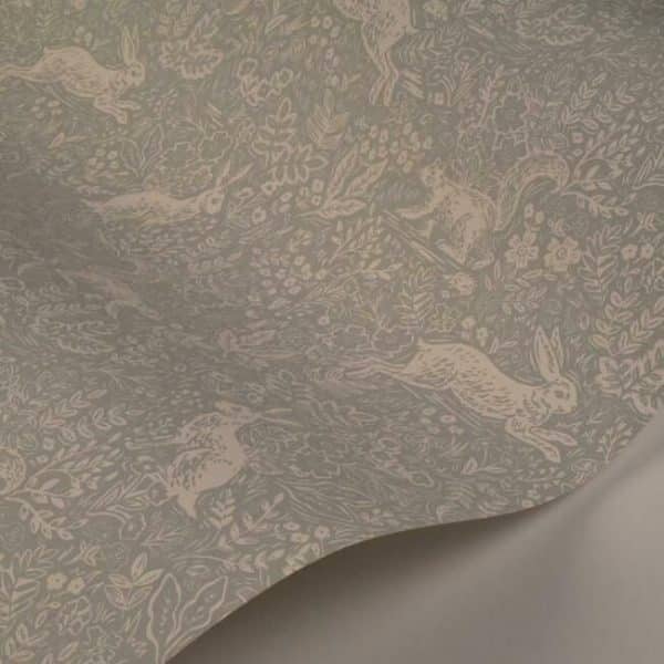 Papel pintado estilo animales en blanco sobre fondo verde claro Fable RI5101 - Imagen 4