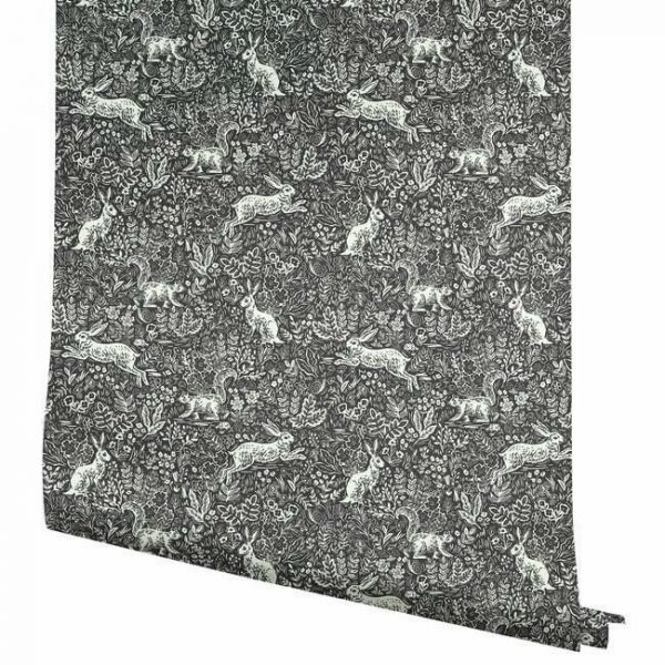 Papel pintado estilo animales en blanco sobre fondo negro Fable RI5105 - Imagen 5