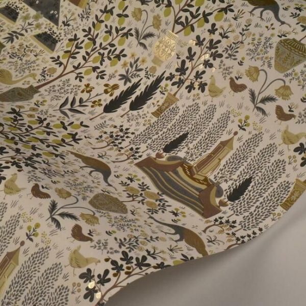 Papel pintado estilo arquitectura y ciudades en tonos marrones y beige sobre fondo blanco Camont RI5107 - Imagen 4