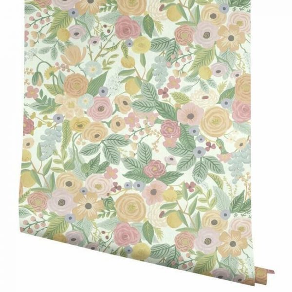 Papel pintado de estilo estampado floral multicolor sobre fondo blanco Garden Party RI5118 - Imagen 5