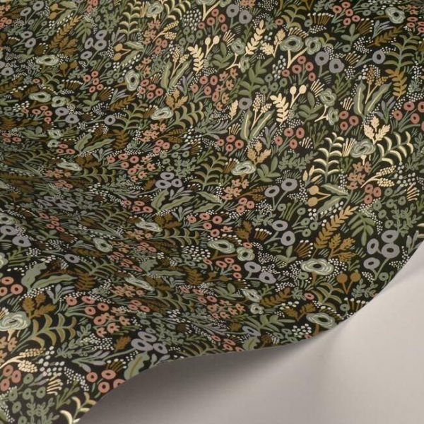 Papel pintado estilo estampado floral multicolor sobre fondo negro Tapestry RI5124 - Imagen 4
