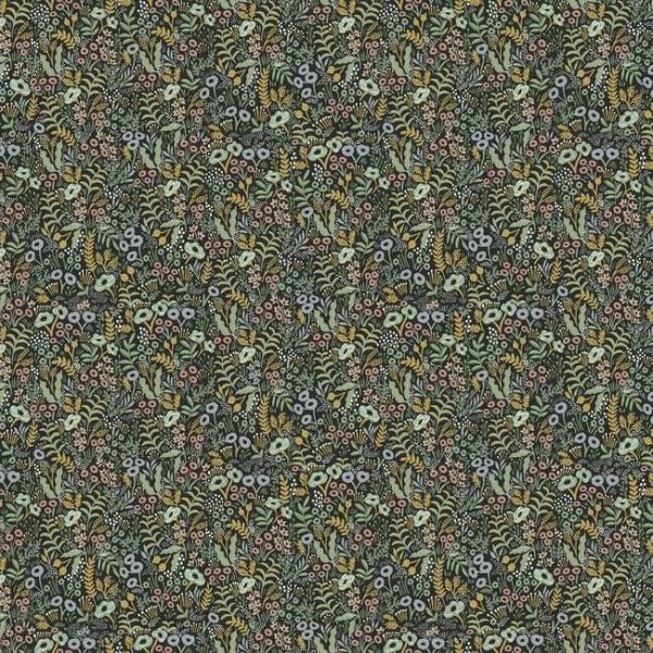 Papel pintado estilo estampado floral multicolor sobre fondo negro Tapestry RI5124