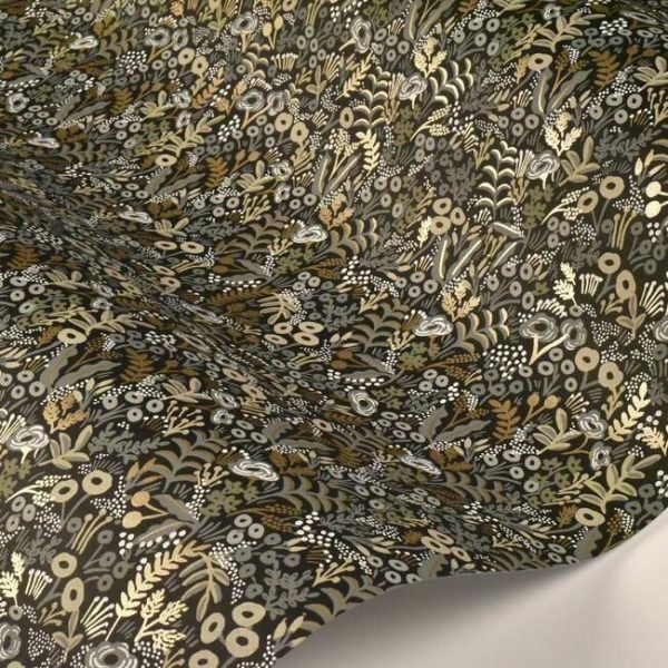 Papel pintado estilo estampado floral en tonos marrones y beige sobre fondo negro Tapestry RI5125 - Imagen 4