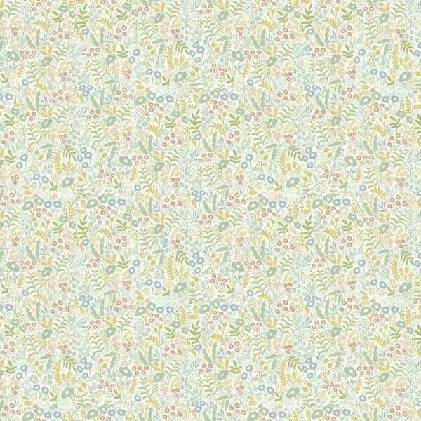 Papel pintado estilo estampado floral multicolor sobre fondo blanco Tapestry RI5127
