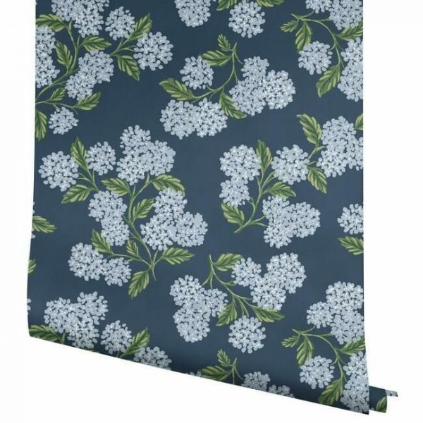 Papel pintado estilo flores en color azul suave sobre fondo azul Hydrangea RI5142 - Imagen 5