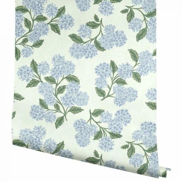 Papel pintado estilo flores en azul sobre fondo blanco Hydrangea RI5143 - Imagen 5