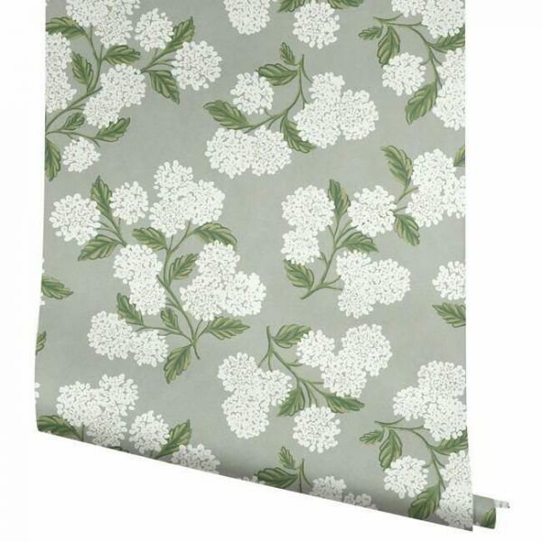Papel pintado estilo flores en color blanco sobre fondo gris Hydrangea RI5144 - Imagen 5
