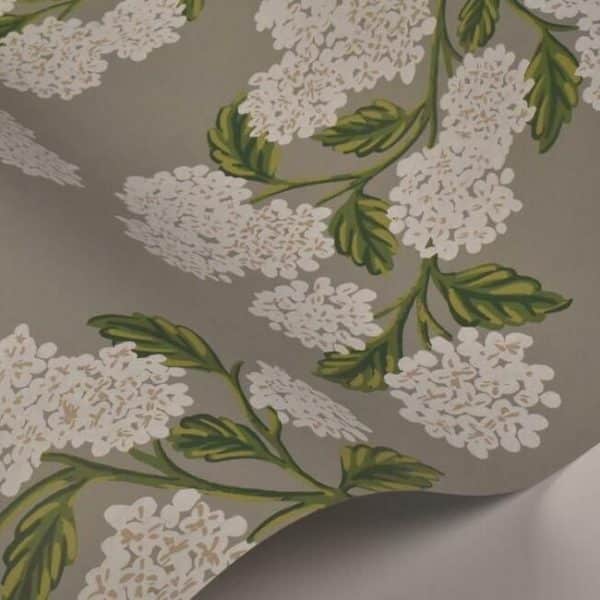 Papel pintado estilo flores en color blanco sobre fondo gris Hydrangea RI5144 - Imagen 4