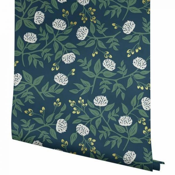 Papel pintado estilo flores en color blanco sobre fondo azul marino Peonies RI5149 - Imagen 5