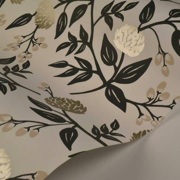 Papel pintado estilo flores en color plateado sobre fondo blanco Peonies RI5150 - Imagen 4