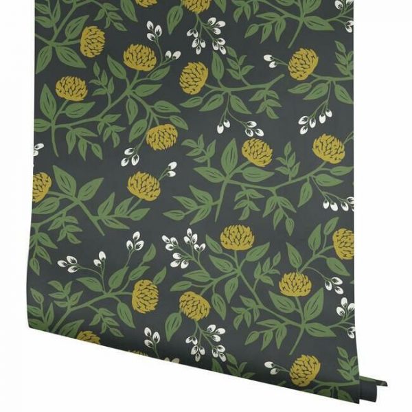 Papel pintado estilo flores en color dorado sobre fondo negro Peonies RI5151 - Imagen 5