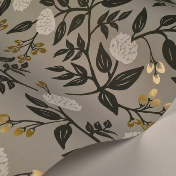 Papel pintado estilo flores en color blanco sobre fondo gris Peonies RI5152 - Imagen 4