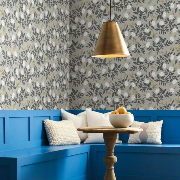 Papel pintado estilo flores en color blanco sobre fondo gris Peonies RI5152 - Imagen 3