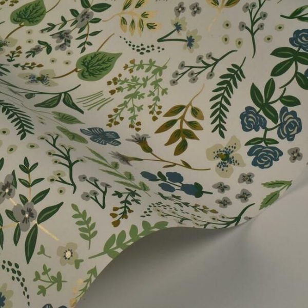 Papel pintado estampado floral multicolor sobre fondo verde Wildwood RI5155 - Imagen 4