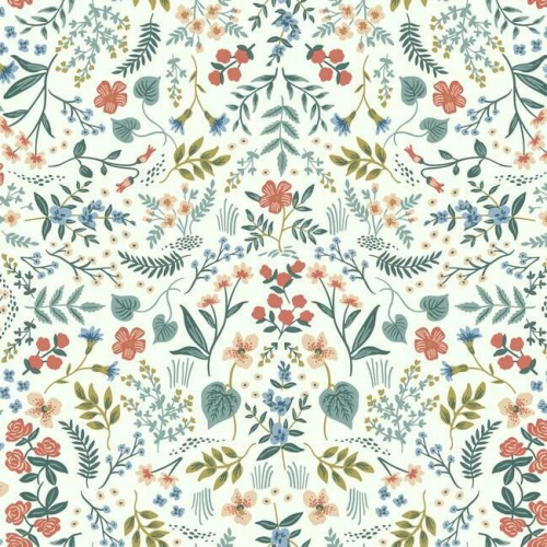 Papel pintado de estilo estampado floral multicolor sobre fondo beige Wildwood RI5157